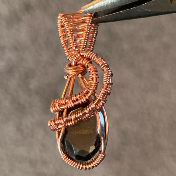 Handcrafted Copper Wire Wrapped Faceted Smokey Quartz-NWT - Picture 6 of 7